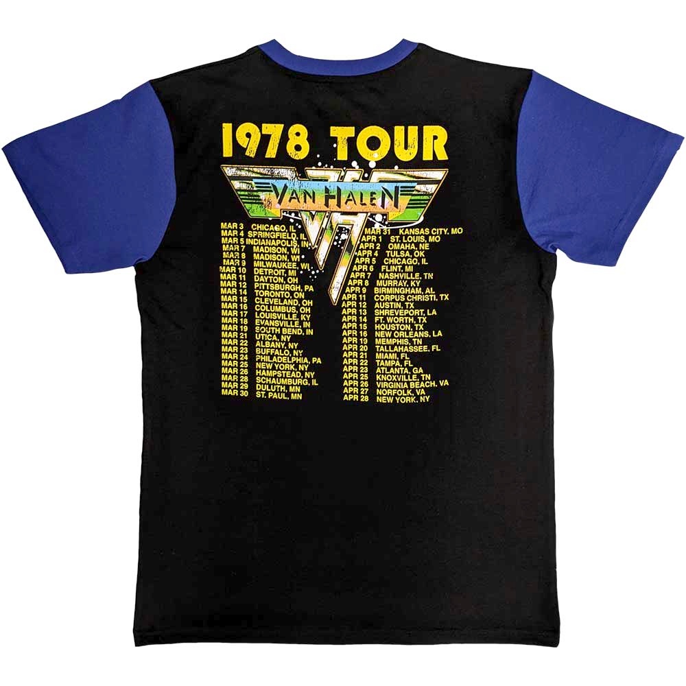Van Halen - 1978 Tour Dates Heren Tshirt - Zwart/Blauw